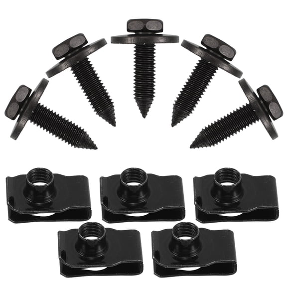 ibasenice 10Pcs Black Steel U Shape Nut and M8 Bolt Kit for Automotive Body Panels