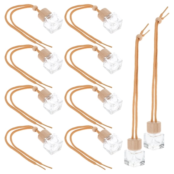 ibasenice 10Pcs Transparent Glass Car Perfume Diffuser Bottles Refillable Air Freshener Pendant with Rope