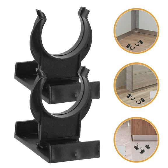 ibasenice 12 Sets Cabinet Toe Kick Clips Black Plastic Easy to Install for Bathroom and Hotel