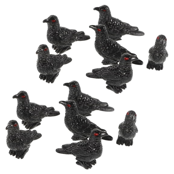 ibasenice 12pcs Mini Bird Ornament Black Miniature Crow Figurine for Spooky Atmosphere in Sand Tray Ornament