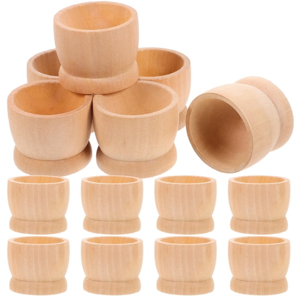 ibasenice Safe Small Egg Cups Easter Egg Cup Holder Wood Decoration Decorators Restaurant 15Pcs