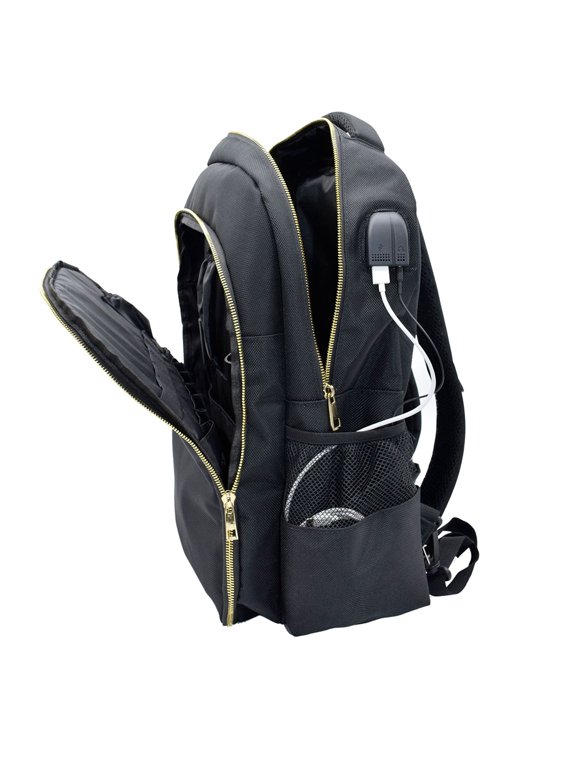 1Pc Hairdressing Tool Organizer Backpack Black Polyester Comfortable Shoulder Design