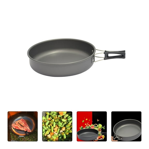 ibasenice Portable Outdoor Cooking Pot Aluminum Non Stick Pan for Camping Hiking and Picnic