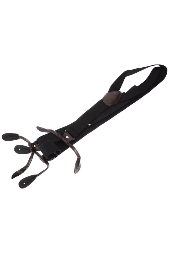 Mens Black Polyester Suspenders Adjustable Elastic Braces for Trousers Suit Jeans
