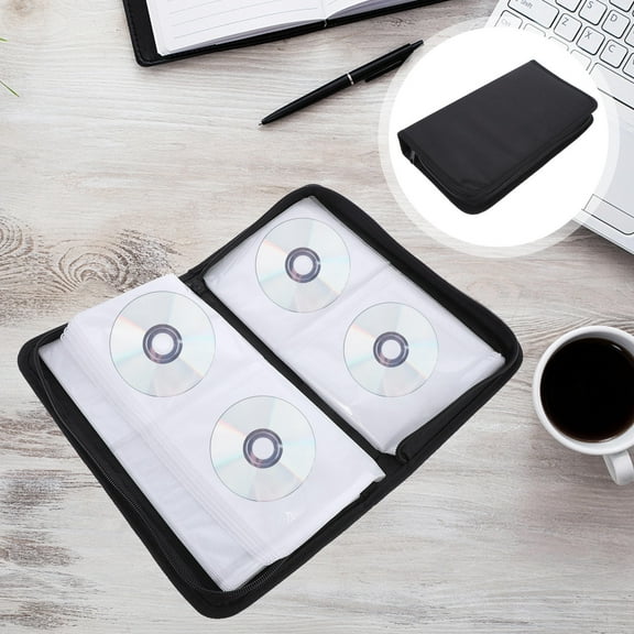 ibasenice Black Cd Storage Case with Zipper Closure for Home Disc Protection and Large Capacity Organizer