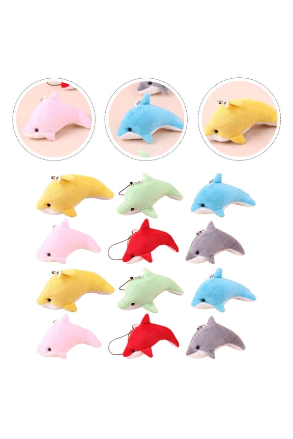 25Pcs Realistic Plush Dolphin Keychain Decorative Pendant for Daily Use