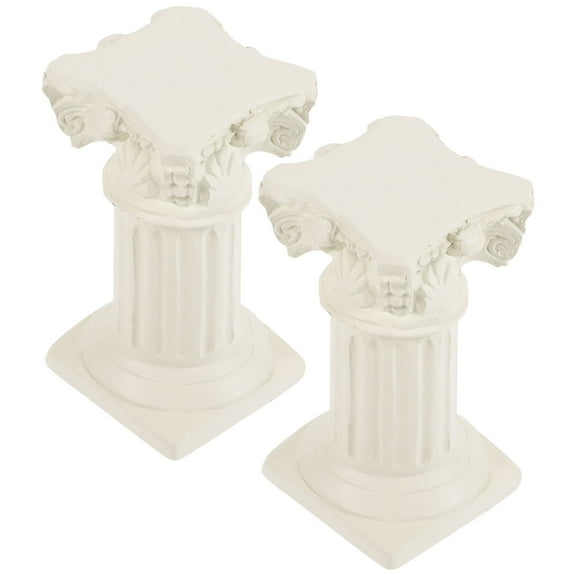 ibasenice Roman Pillar Sculpture, White Resin Artware, Elegant Home Decor for Balcony and Living Room, 2Pcs