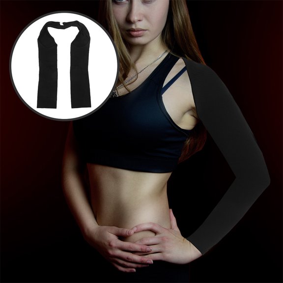 ibasenice 2-Pack Elastic Arm Shaper in Black Nylon, Breathable Soft Material, Sun , Firm Arm Contouring