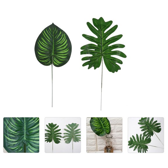 ibasenice 2Pcs Fake Leaf Table Decor Green Fabric Leaf for Hawaiian Party and Room Decoration