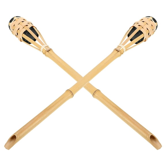 ibasenice 2Pcs Flickering Light Bamboo Torch Light Cylindrical Outdoor Places Celebration Prop