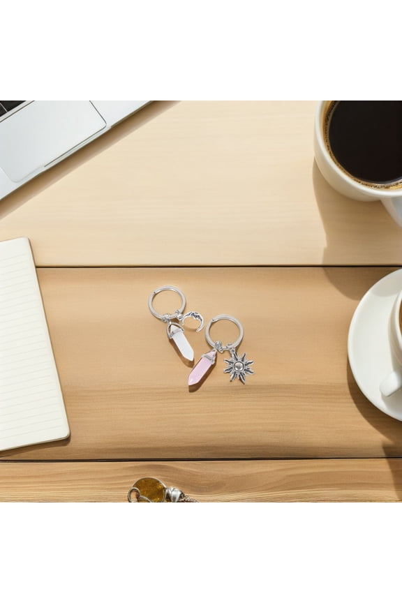 2Pcs Fashion Sun Shaped Keychains Metal Key Holder Bag Hanging Accessories