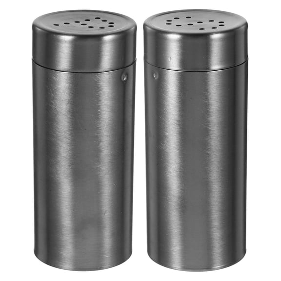 ibasenice Set of 2 Lightweight Black Stainless Steel Spice Jars for Salt, Pepper, and Seasoning Storage
