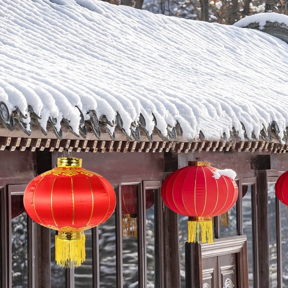 ibasenice Red Cloth Lanterns Traditional Chinese Style for New Year, Wedding, Festival Decorations, Party Lighting and Home Decor
