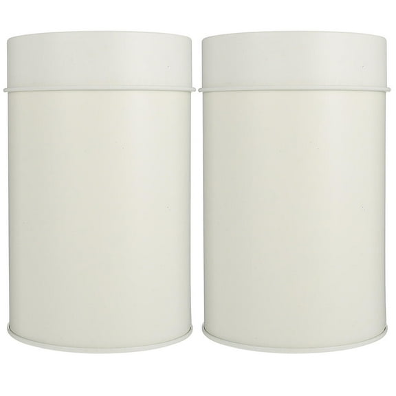 ibasenice White Tinplate Tea Canister with Airtight Lid Stylish Storage for Tea Coffee and Sugar 2 Pcs
