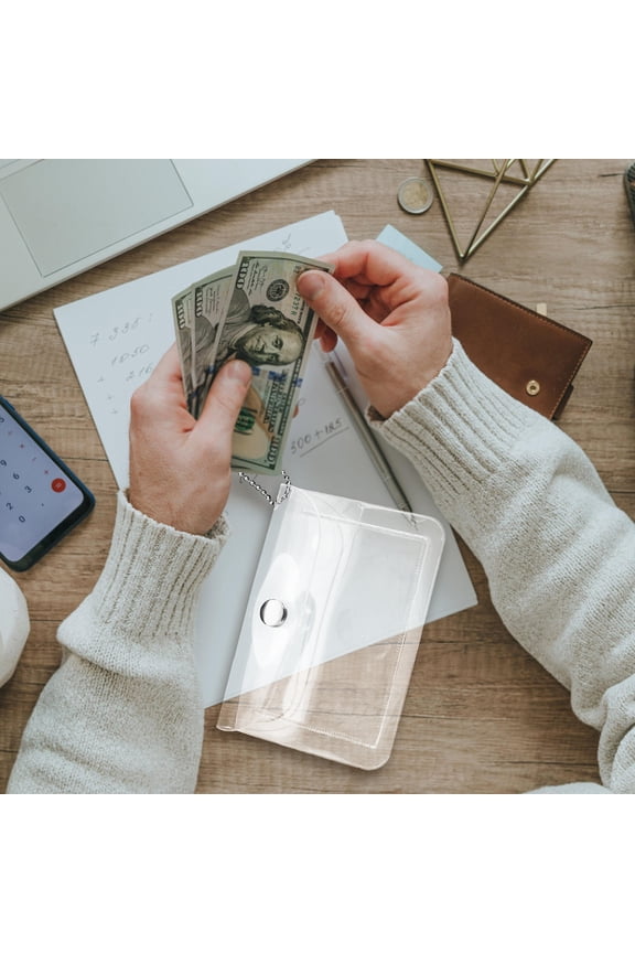 2Pcs Clear Bag Small Transparent PVC Card Organizer Wallet for Family Members Gift Back to School