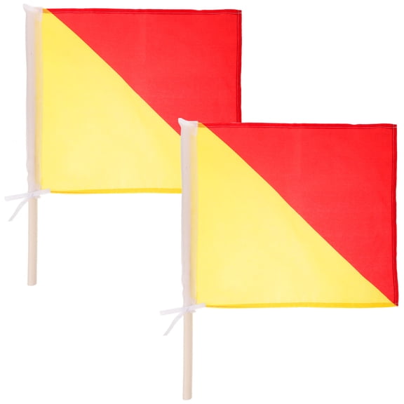 ibasenice 2Pcs Signal Flags Handheld Polyester Waving Flags for Outdoor Sports and Traffic Warning
