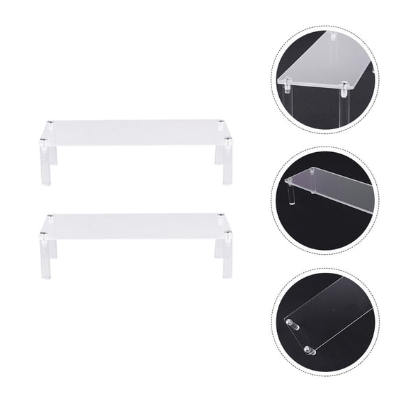 ibasenice 2-Piece Single Tier Clear Acrylic Display Stand, Riser Shelf for Figurines, Toy Cars, Collectibles, Desk Decor Holder