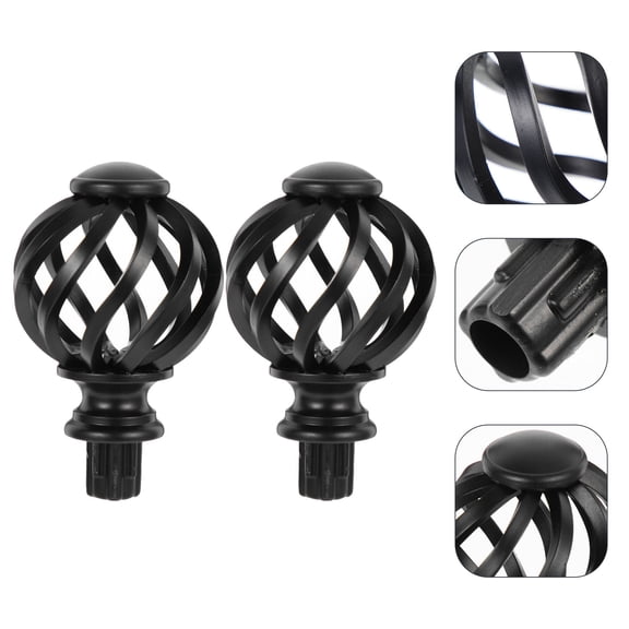 ibasenice Black Cage Curtain Rod Finials Plastic 2pcs for Home and Hotel Decor