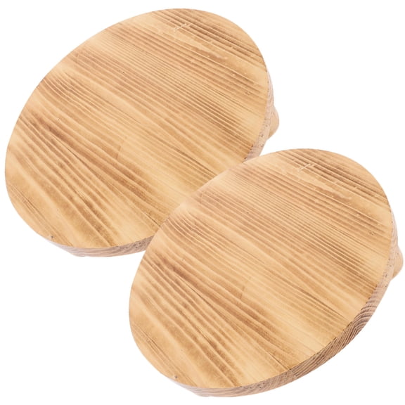 ibasenice 2-Pack Beige Wooden Plant Stands, Natural Wood Flower Pot Holders, Multi-Functional Indoor Outdoor Decor