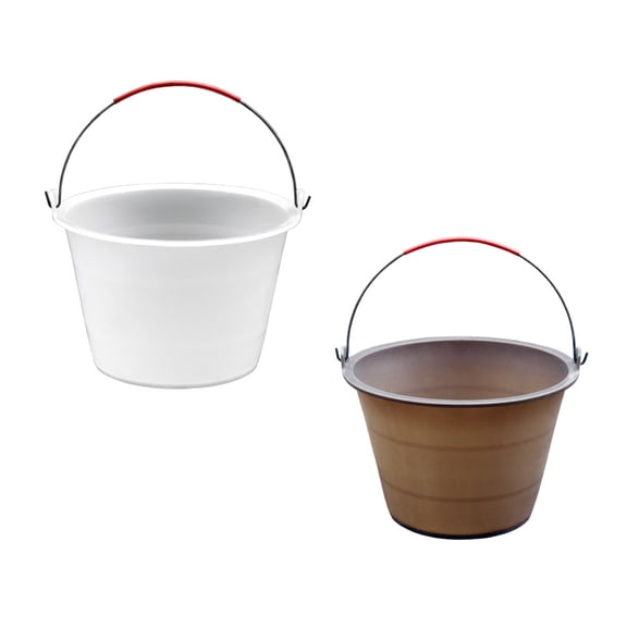 ibasenice 2-Pack Brown Plastic Storage Buckets with Carry Handles, Multi-Purpose Trash and Utility Collection Containers