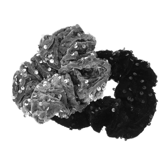 ibasenice Hair Scrunchies Assorted Color Velvet and Sequins for Decor and Elegance 2Pcs