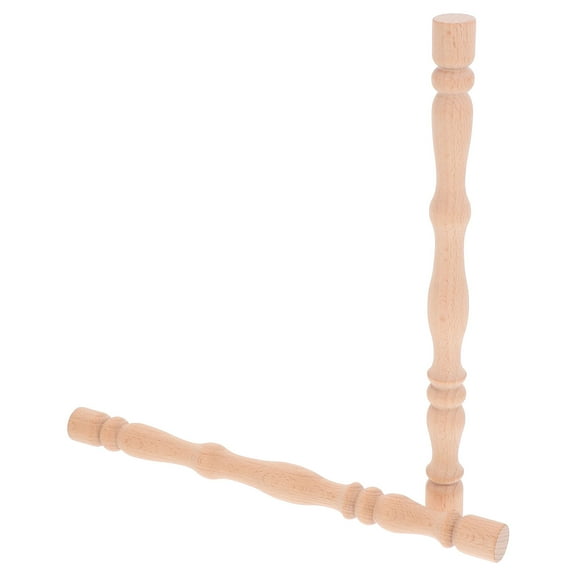ibasenice 2Pcs Solid Wood Roman Pillars Khaki Finish for Decorative Furniture and Corridor Use