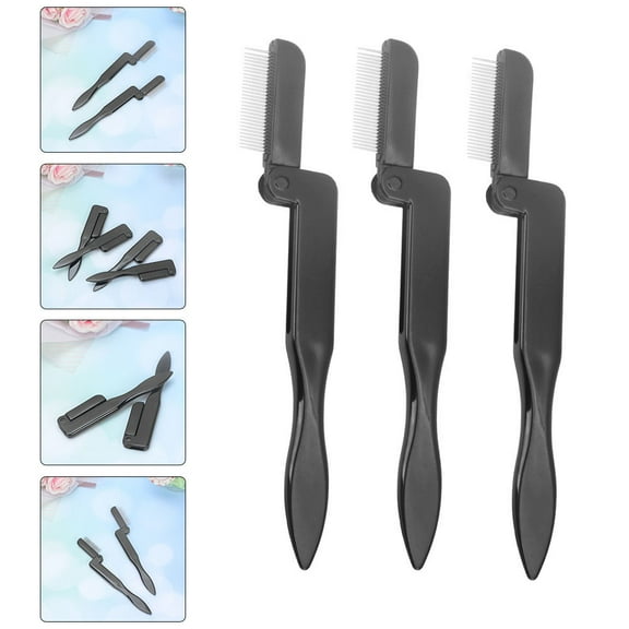 ibasenice 3Pcs Foldable Eyebrow Combs Black Multipurpose Eyelash Brush for Grooming and Makeup
