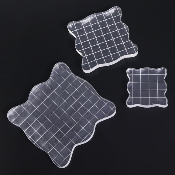 ibasenice 3Pcs White Acrylic Stamping Blocks with Grid for Scrapbook Craft Projects and Precise Stamp Placement