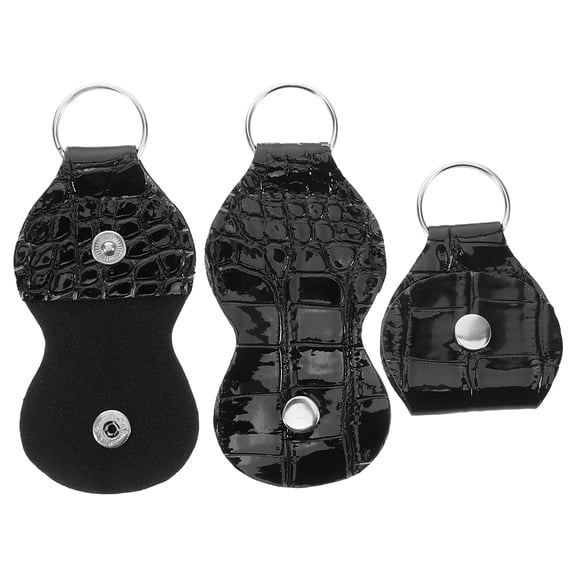 ibasenice Guitar Pick Holder Pouch with Keychain, Black Portable Storage Case, 3-Piece Set for Guitar Picks & Accessories