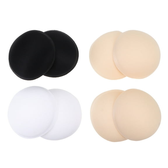 ibasenice 4 Pairs Round Sponge Pads for Women's Sports Underwear Black