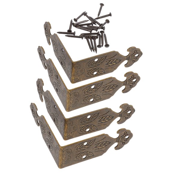 ibasenice 4 Sets Corner Guard Brass Golden Decoration for Woodworking Projects Vintage Design