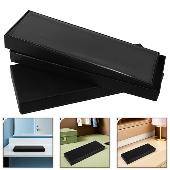 ibasenice 4Pcs Black Tie Display Box with Smooth Lid and Stackable Design for Necktie Organization and Gifting