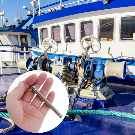 ibasenice 4Pcs Carbon Steel Trailer Hitch Pin with Ring Plated Silver Rust Resistant for Marine and Mechanical Use