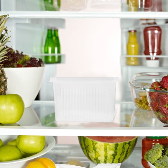 ibasenice 4Pcs White Fruit Storage Containers for Fridge Stackable Food Preservation Boxes