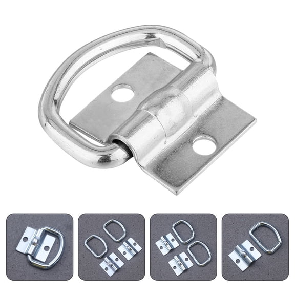 ibasenice 4Pcs Truck Cargo Hooks Iron Zinc Plated D Shape Heavy Duty Tie Down Rings for Vehicle Accessories