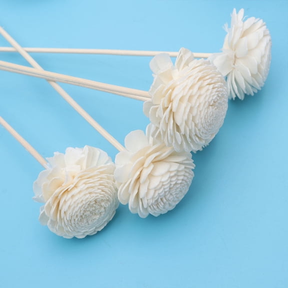 ibasenice 5Pcs Straight Rattan Reed Diffuser Sticks Ivory Flower Shape for Home Air Freshener