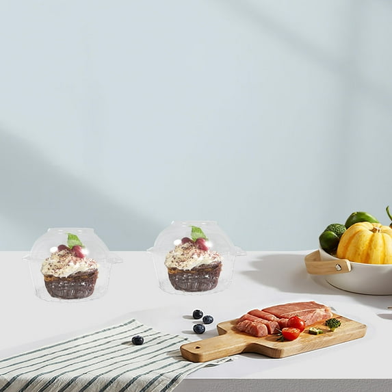 ibasenice Clear Pet Cake Containers with Lids for Dessert Storage 50Pcs