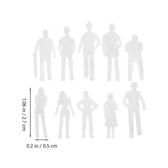 ibasenice 50 Pieces White Miniature Human Figurines Scale Model People for School Projects and Decoration with Plastic Material