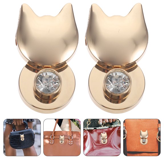ibasenice 5Pcs Golden Zinc Alloy Lock for Bags Cat Shape Decorative Purse Replacement Lock