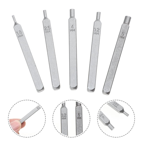 ibasenice 5-Piece Jewelry Setting Tool Kit Grey Alloy Steel Punch Stamps for Precise and Efficient Jewelry Making Crafts