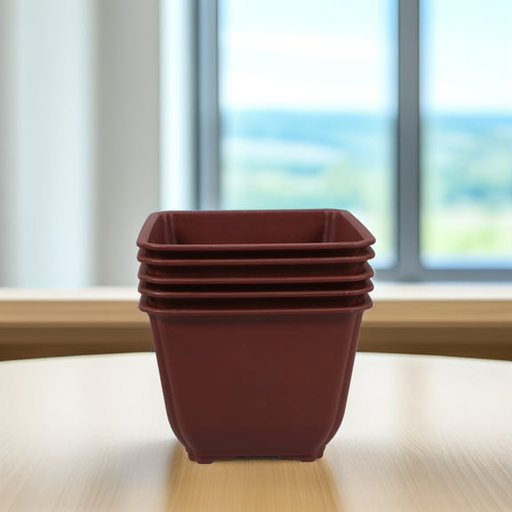 ibasenice 5Pcs Dark Red Flower Pots for Outdoor Plants with Drainage Holes