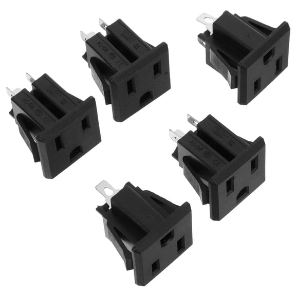 ibasenice 5Pcs Three Hole Plug Outlet Black for Home Use with Flame Retardant Housing and Safety Protection