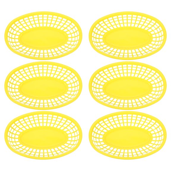 ibasenice Set of 6 Reusable Yellow Plastic Fry Baskets Lightweight and Accessories for Home
