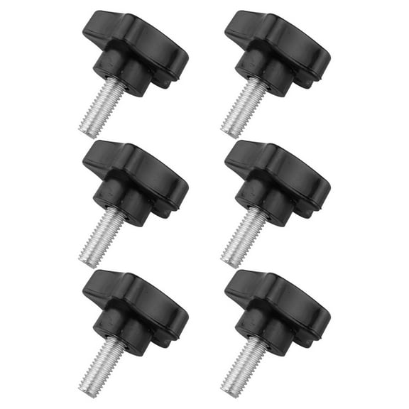 ibasenice 6Pcs Plum Shape Threaded Knobs Black Plastic Handles for Machine Clamping Use