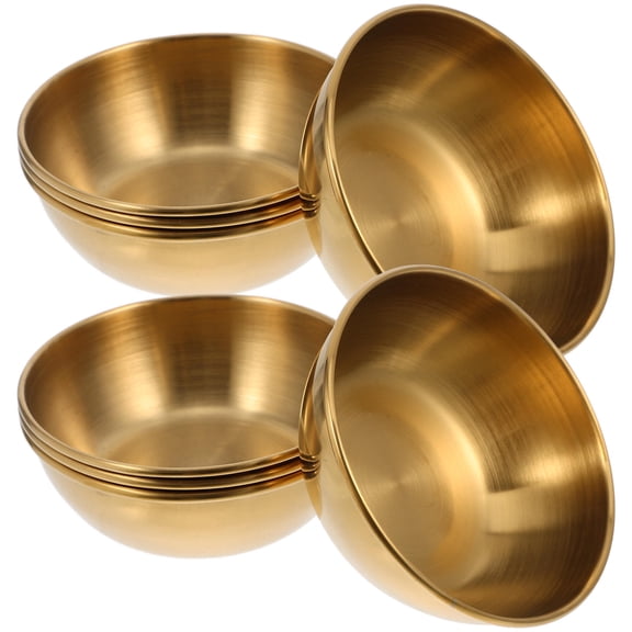 ibasenice 8-Piece Round Golden Dipping Sauce Bowls with Stainless Steel Holders for Professional Table Setting and Serving