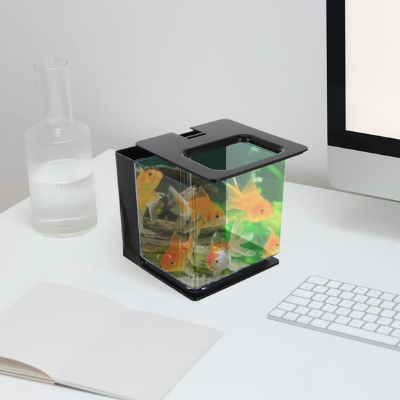ibasenice Self Cleaning Acrylic Fish Tank Black Transparent for Small Fish Breeding