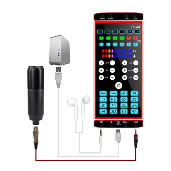 ibasenice Back to School 1 Set Sound Card Dj Mixer Red Metal Live Sound Mixer For Computer