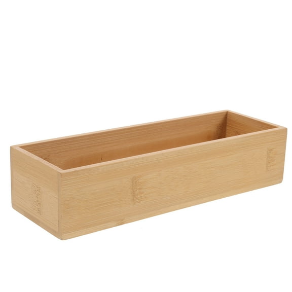 ibasenice Bamboo Organizer Box Minimalist Khaki Storage for Home Use and Office Use 1Set
