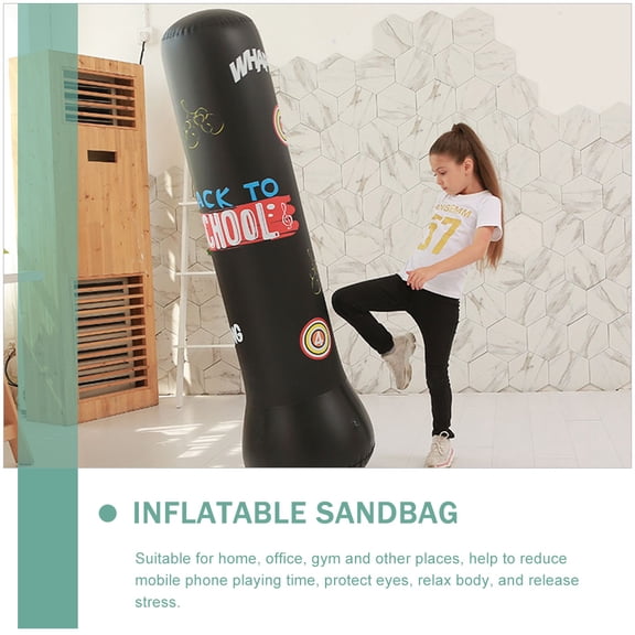 ibasenice Black Inflatable Boxing Column for Home Gym Workouts, Fitness Training, Coordination, and Exercise Practice