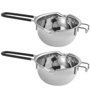 ibasenice Black Stainless Steel Melting Pot, Anti-Hot Silicone Handle, Ideal Baking Accessory for Home Use